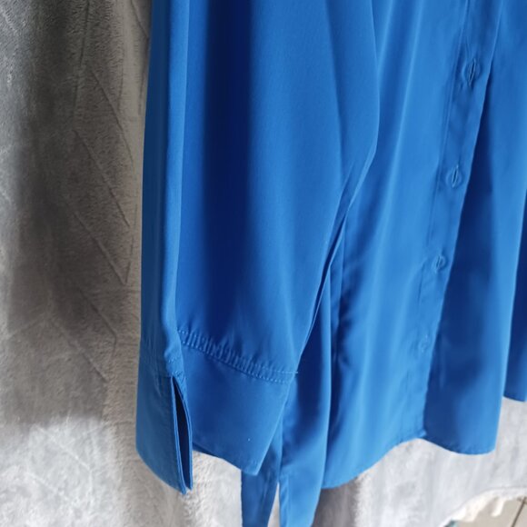 Joanna Plus 3/4 Sleeved Collared Blue Buttoned Blouse 2X - Picture 6 of 12